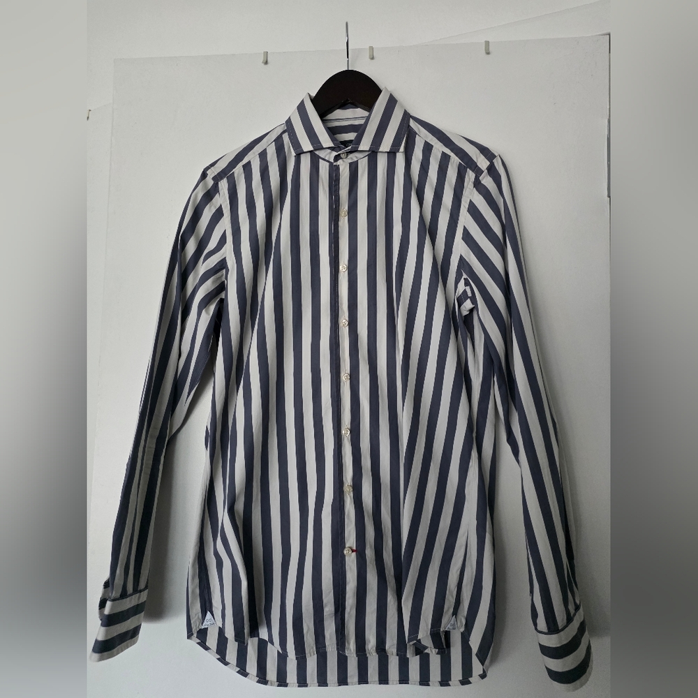 Daniel Cremieux Gray and White Striped Shirt